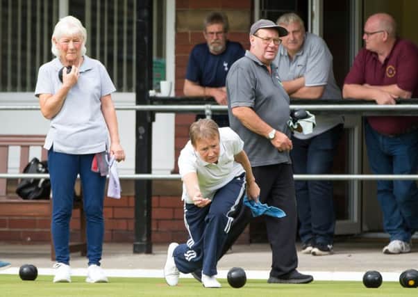 Actions from Sowerby Bridge Mixed Pairs Bowls, at Hillcrest BC. Pictured is Cathy Ness