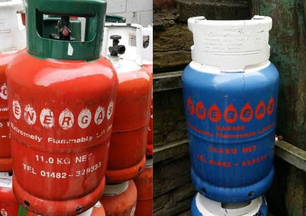 Similar gas canisters to those stolen from a business yard in South Parade.