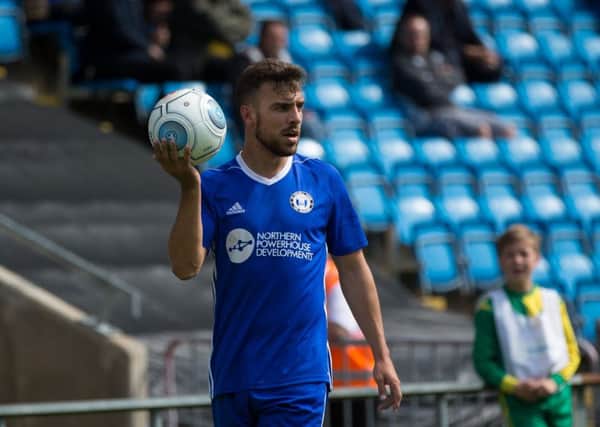 Actions from FC Halifax Town v Aldershot at the Shay. Michael Duckworth