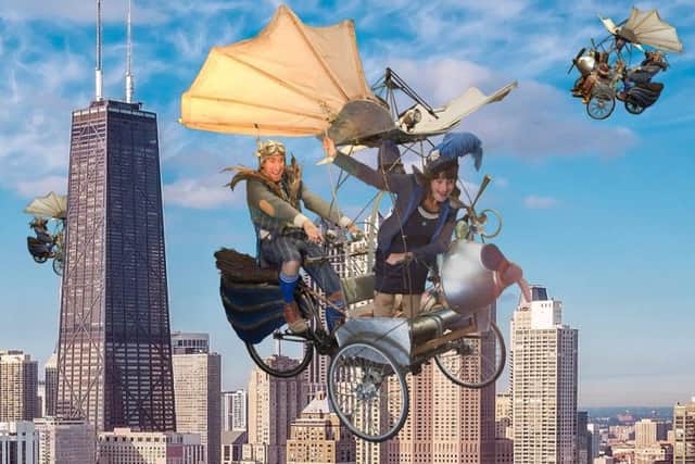 Genre-bending theatre company Pif Paf bring their infamous travelling machine, The Flycycle, to the Piece Hall, Halifax, as part of The People's Fair