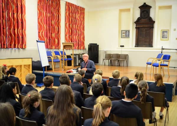 Local poet James Nash chats to pupils