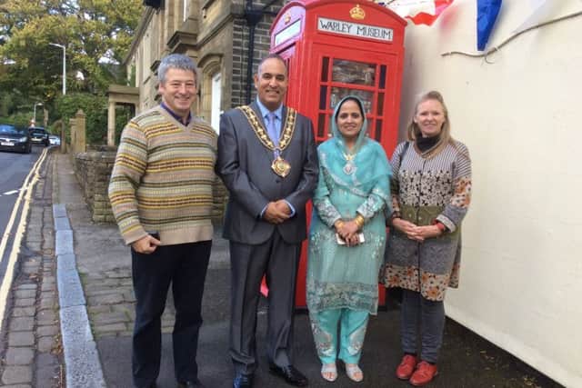 Mayor and Mayoress of Calderdale, Coun Ferman Ali and Mrs Shaheen Ali, with curators of the Warley Museum, Chris, right, and Paul Czainski