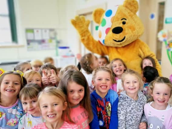 Pupils from Bowling Green Primary School in Stainland had an exciting visit from Pudsey Bear
