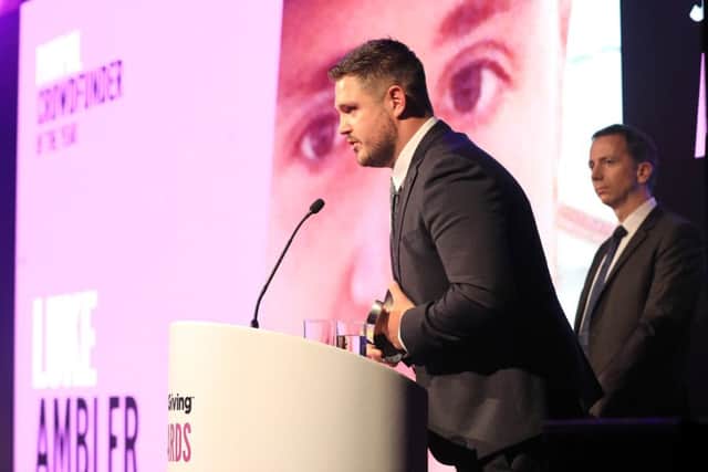 Luke Ambler speaking at the JustGiving 2017 Awards in London