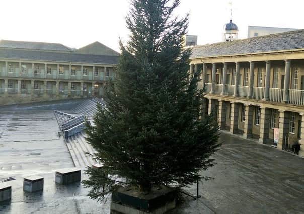 The Christmas tree arrives at Halifax Piece Hall ahead of the town's Christmas lights switch-on which will light up areas all across the town centre on Saturday, November 25