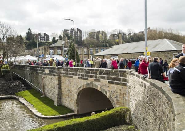 This way: Crowds came to see Elland Bridge re-opened this year following extensive rebuild and repair