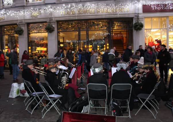 In York: The junior band got a prime spot outside Bettys tearooms