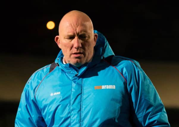 Actions from FC Halifax Town v Barrow, at the Shay Stadium.FC Halifax Town manager Billy Heath