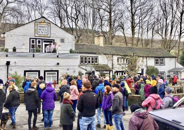 Walkers once again set off from the Shibden Mill Inn