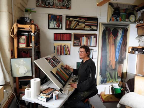 Artist Roo Waterhouse pictured at her Studio at Hebden Bridge