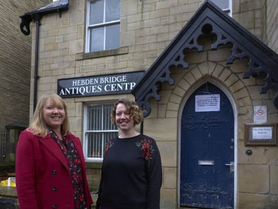 Owner Trish Banyard, left, and manager Alexa Kerr outside the new Hebden Bridge Antiques Centre