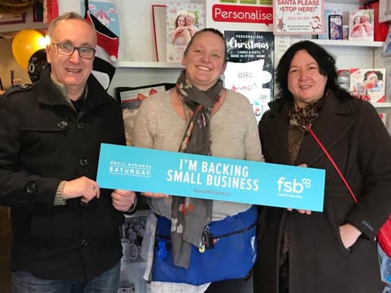 Cardeliums Anthea Orchard (centre) with Paul Walters of both Lime Tree Europe and and the Calderdale branch of the Federation of Small Busineses, and Olwen Edwards, also of the Calderdale branch of the Federation of Small Busineses
