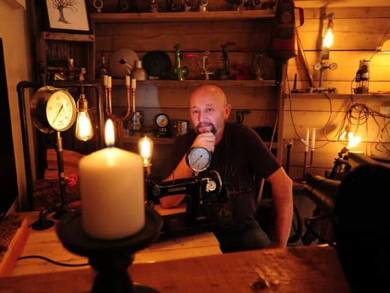 Dave Mattock pictured with his creative lights at Pipe Creative