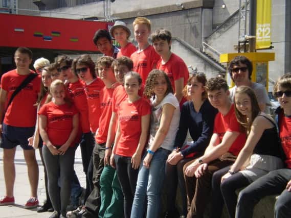 Members of Calderdale Theatre School outside the National Theatre