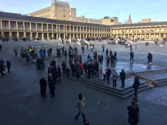 Crowds at the Piece Hall to meet Prince Charles
