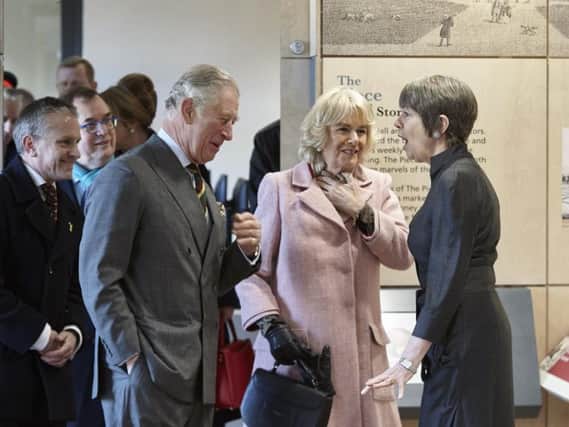 HRH Prince Charles and the Duchess of Cornwall at the Piece Hall, halifax