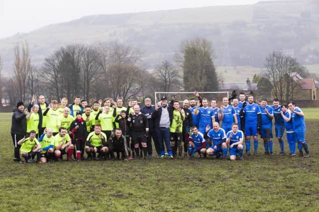 Charity football match  - Awarness for Autism (blue) v Andys Man Club (yellow).