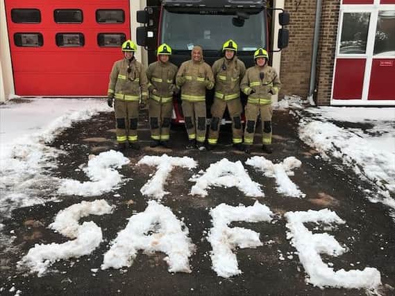 Fire crews provide a light-hearted warning to residents.