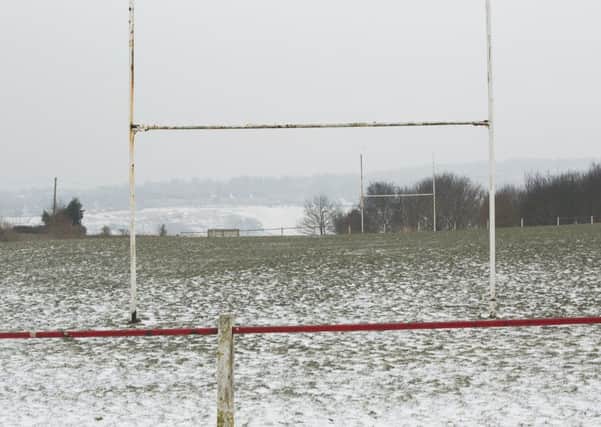 Snowy Rugby pitch at Four Fields, Ovenden Rugby League.