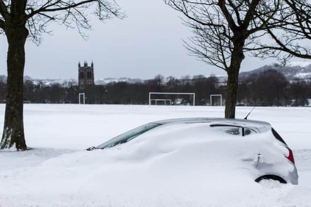 Car stranded in the snow in Halifax