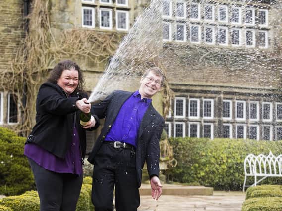 New millionaires Lesley and Malcolm White kick off their champagne lifestyle at Holdsworth House, Holmfield.
