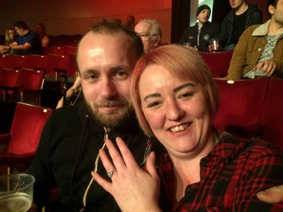 Gavin and Sam show off the ring at the Kasabian gig last week.