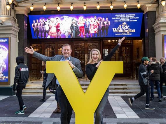 Emma Williams with Sir Gary Verity, Chief Executive of Welcome to Yorkshire at Londons Palladium
