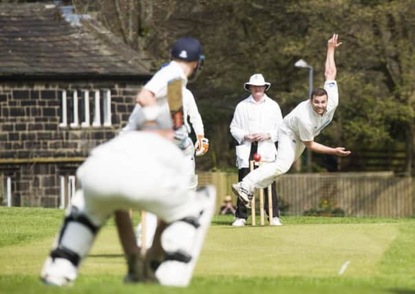 Cricket - Warley v Booth. Warley bowler Luke Duckitt.