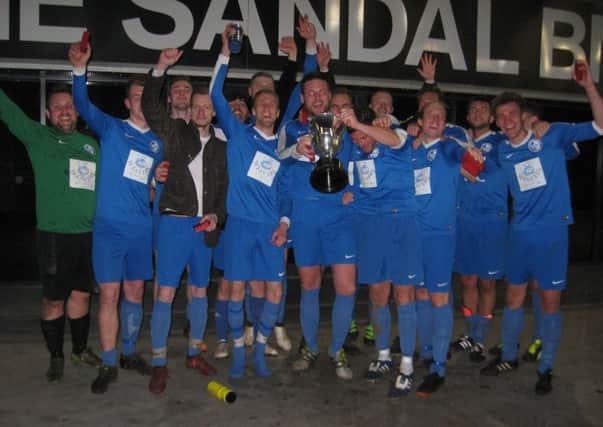 Hollins Holme after their 2-1 win over Lee Mount in the Halifax FA Sunday Cup final