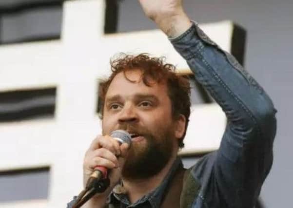 Scott Hutchison on stage for Frightened Rabbit. Picture Greg Macven