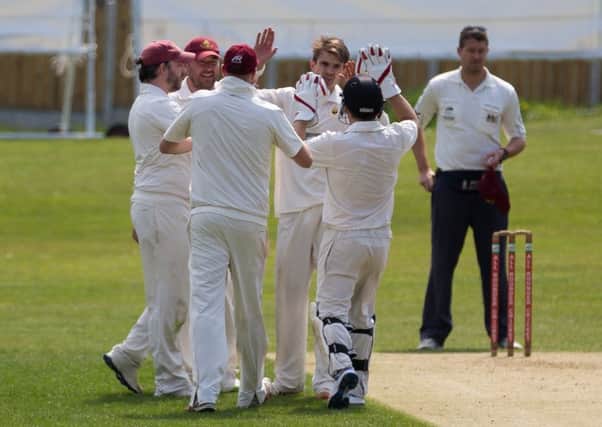 Actions from Lightcliffe v Scholes, cricket, at Lightcliffe CC. Pictured is Joshua Wheatley celebrate