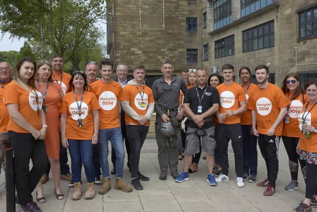 Abseiling at Calderdale College for Meningitis Now