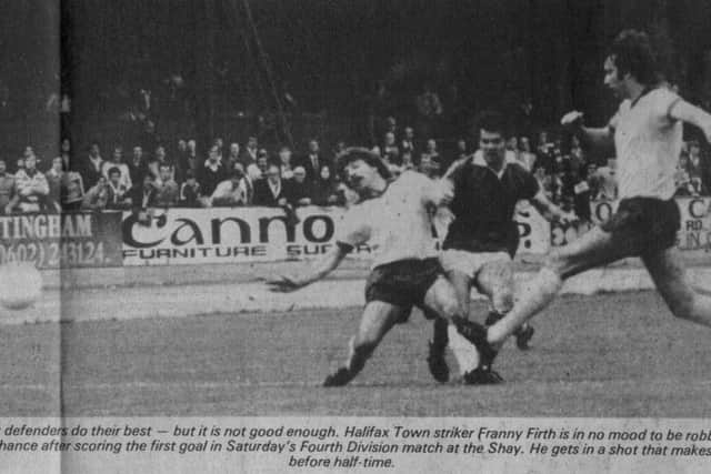 A cutting from the Courier of Franny Firth's second goal against Bury in the 1980-81 season. Picture: Johnny Meynell
